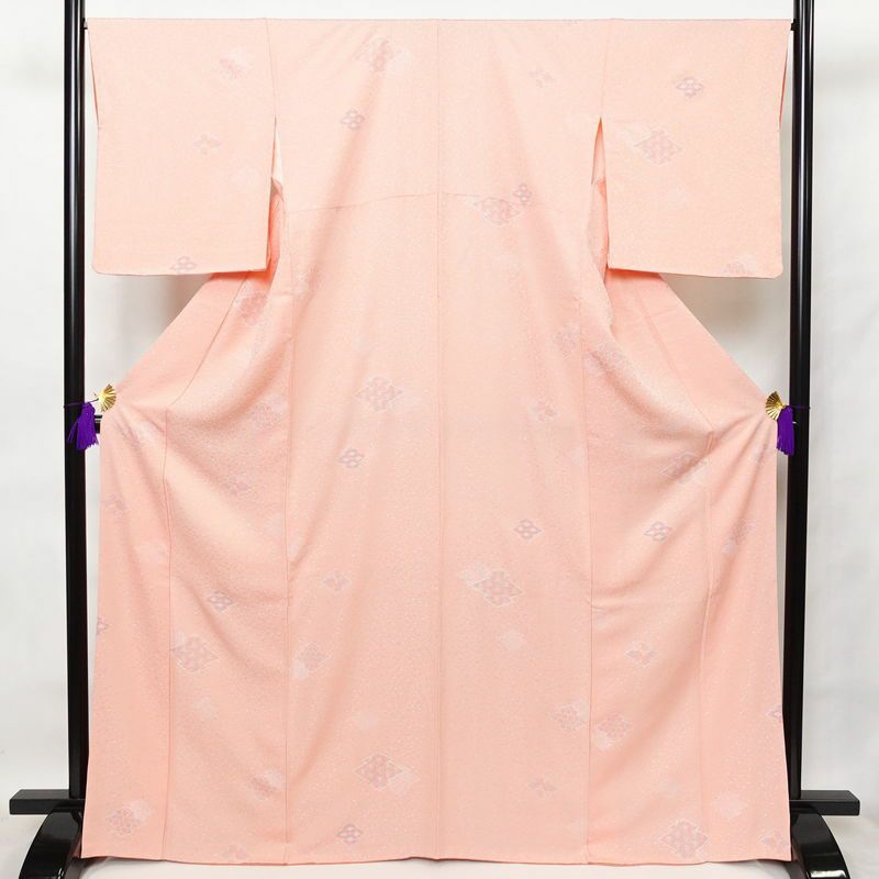 小紋 正絹 古典柄 袷仕立て 身丈168.5cm 裄丈68.5cm ピンク_画像1