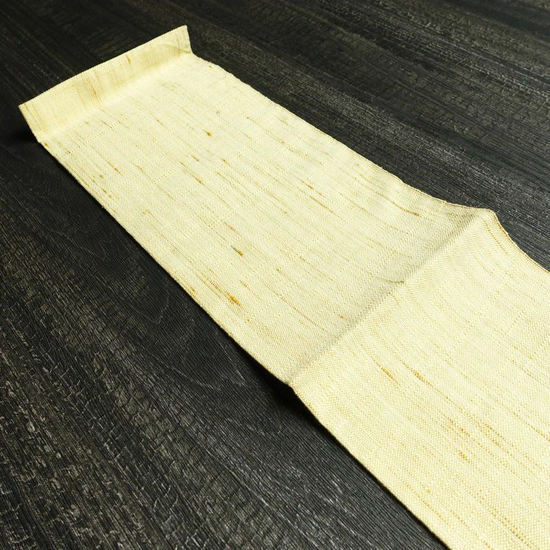 名古屋帯 太鼓柄 良品 正絹 幾何学柄・抽象柄 名古屋仕立て 黄・黄土色_画像14