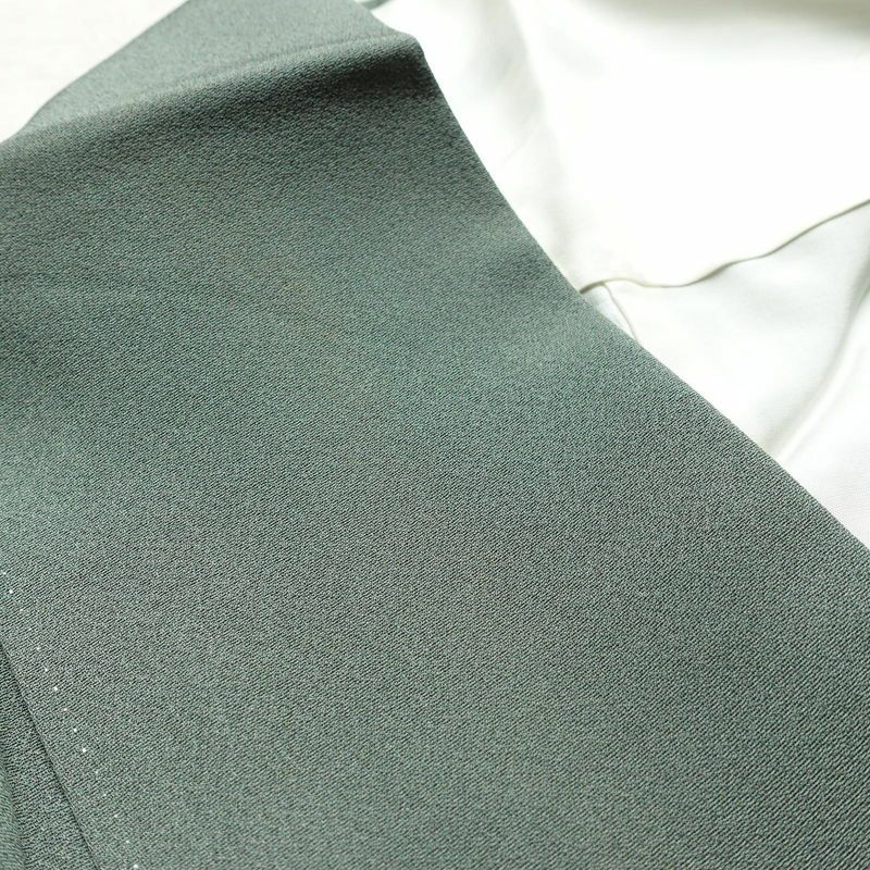 訪問着 北出与三郎 作家物 落款入り 一つ紋付き 正絹 古典柄 袷仕立て 身丈151cm 裄丈64cm 金彩 緑・うぐいす色_画像21