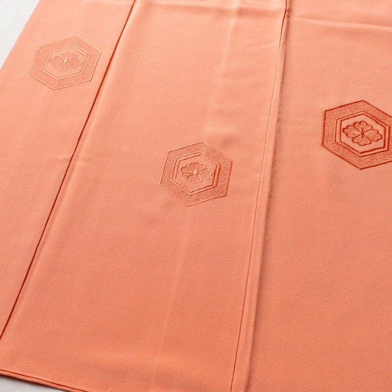 付け下げ 縮緬 正絹 古典柄 袷仕立て 身丈159cm 裄丈65.5cm 一部しつけ糸付き 橙_画像4