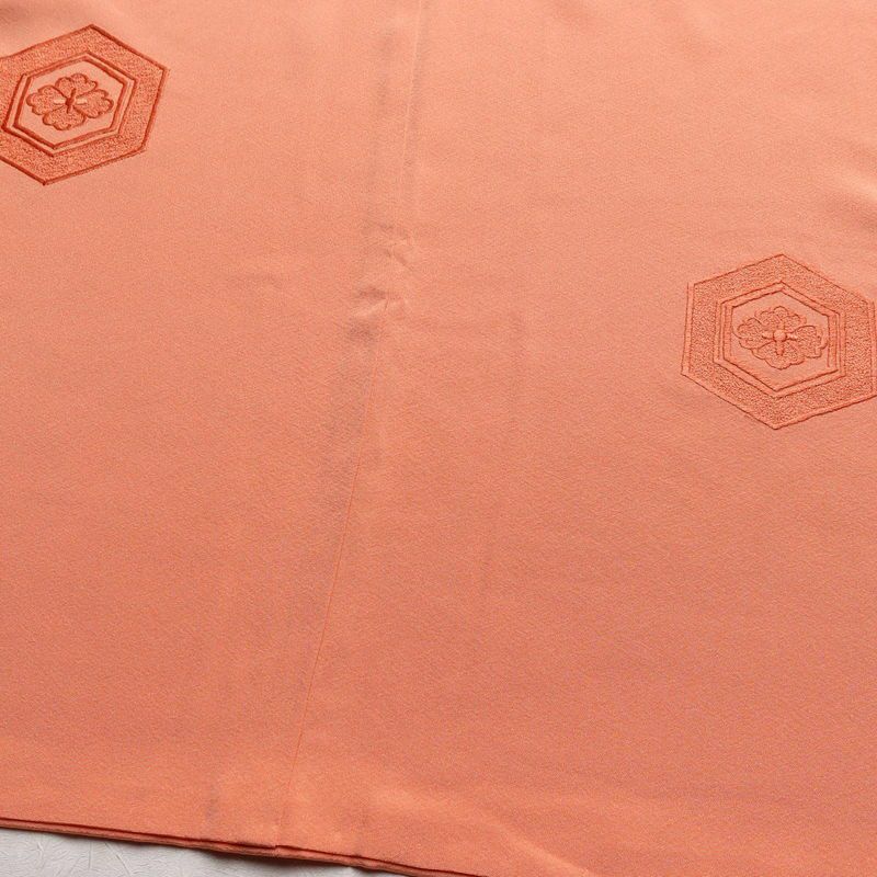 付け下げ 縮緬 正絹 古典柄 袷仕立て 身丈159cm 裄丈65.5cm 一部しつけ糸付き 橙_画像11