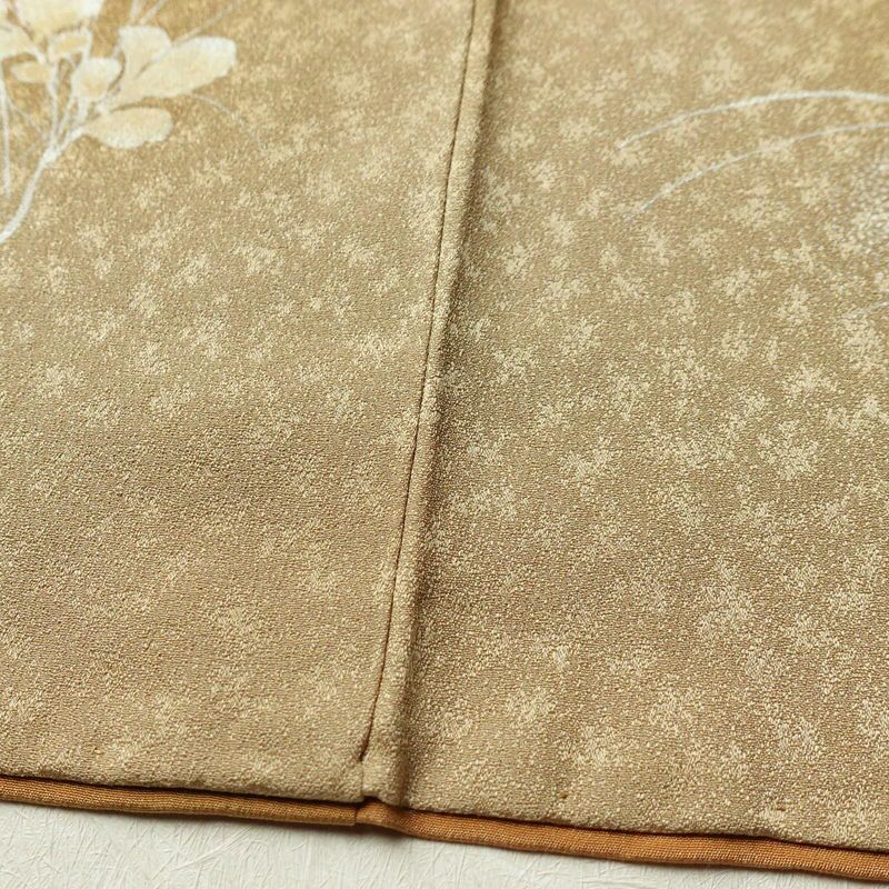 付け下げ 正絹 木の葉・植物柄 袷仕立て 身丈165cm 裄丈66.5cm ベージュ_画像10