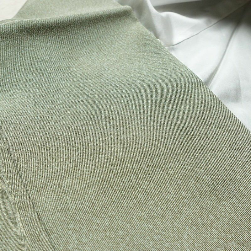 訪問着 良品 縮緬 正絹 木の葉・植物柄 袷仕立て 身丈159.5cm 裄丈65.5cm 緑・うぐいす色_画像17