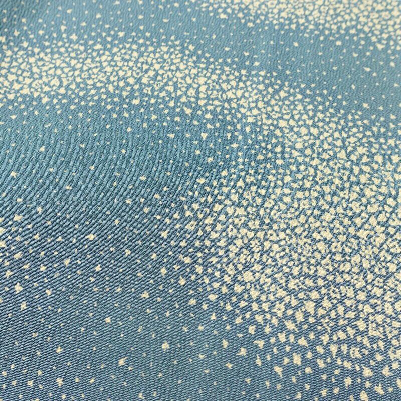 小紋 縮緬 正絹 幾何学柄・抽象柄 袷仕立て 身丈154cm 裄丈63.5cm 一部しつけ糸付き 青・紺_画像6