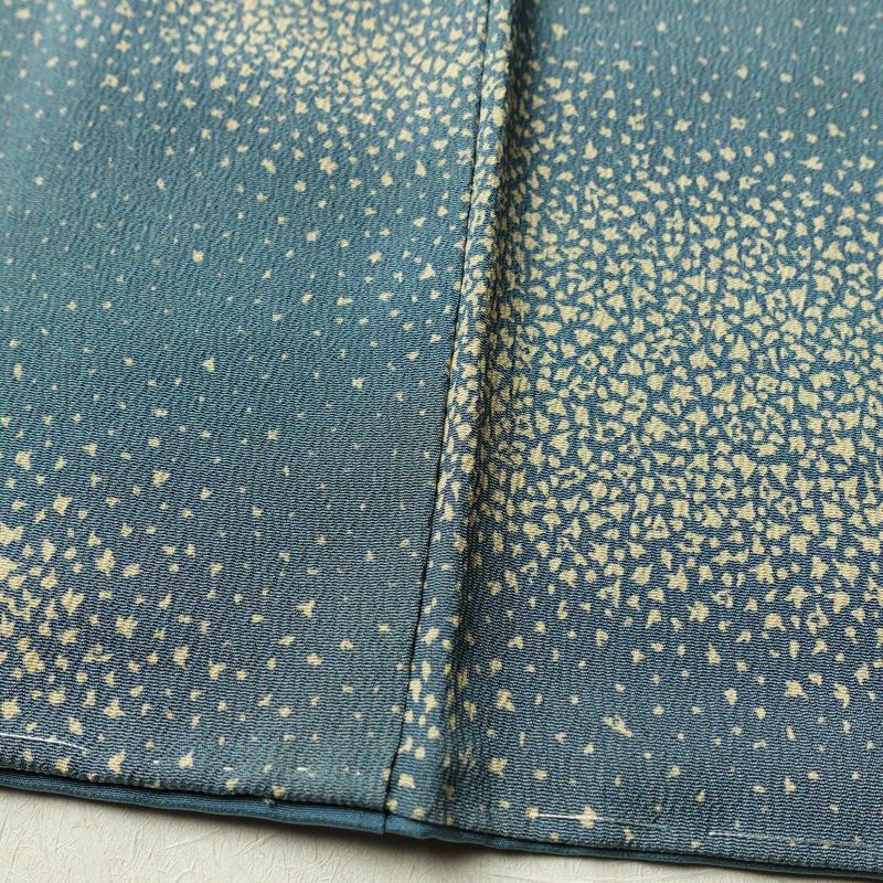 小紋 縮緬 正絹 幾何学柄・抽象柄 袷仕立て 身丈154cm 裄丈63.5cm 一部しつけ糸付き 青・紺_画像10