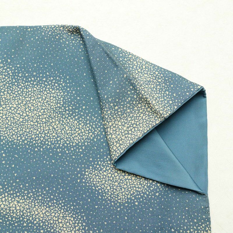 小紋 縮緬 正絹 幾何学柄・抽象柄 袷仕立て 身丈154cm 裄丈63.5cm 一部しつけ糸付き 青・紺_画像13