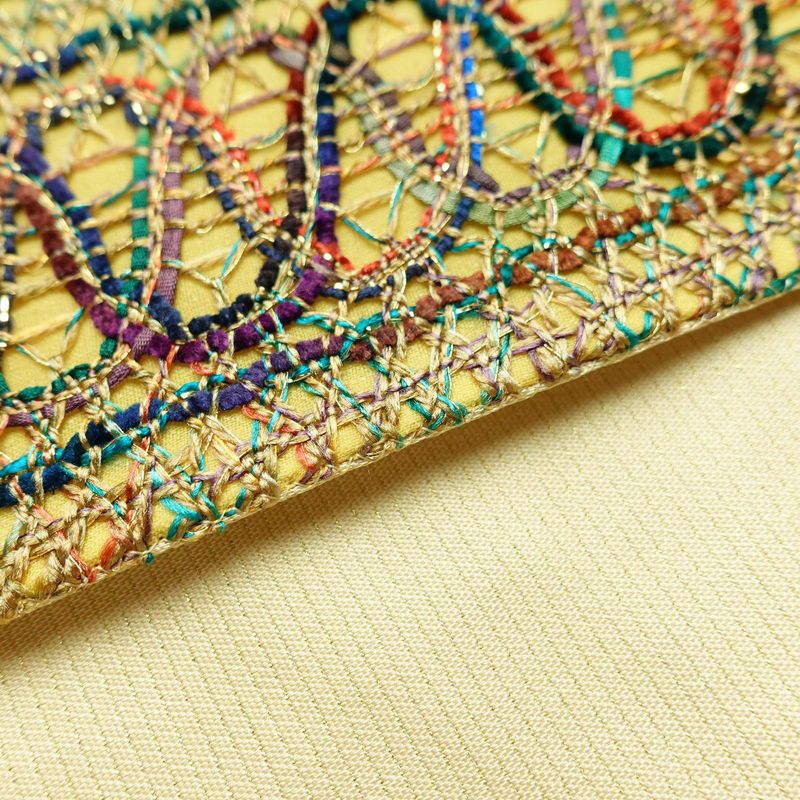 袋帯 全通柄 美品 一般用 混紡 縞柄・線柄 黄・黄土色_画像12