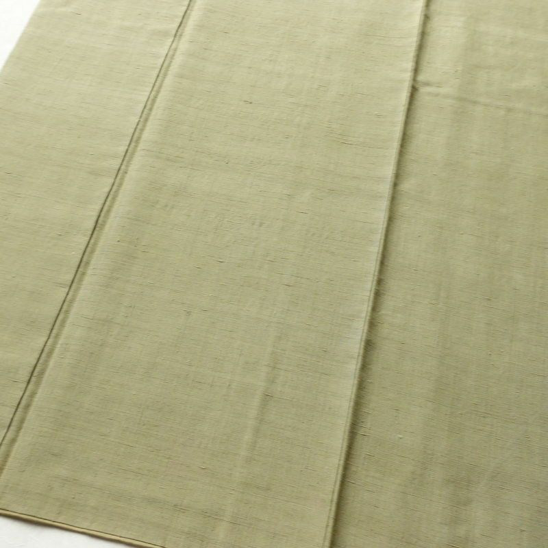 紬 本場草木染結城玉紬 結城紬 証紙あり 正絹 無地 袷仕立て 身丈157cm 裄丈65.5cm 緑・うぐいす色_画像4