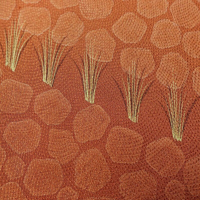 付け下げ 正絹 木の葉・植物柄 袷仕立て 身丈164.5cm 裄丈64cm 橙_画像7