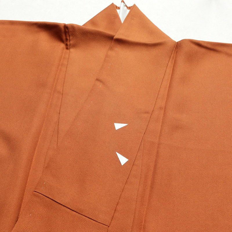 付け下げ 正絹 木の葉・植物柄 袷仕立て 身丈164.5cm 裄丈64cm 橙_画像13