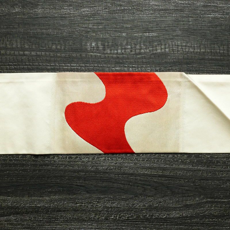 名古屋帯 太鼓柄 正絹 流水・波柄 名古屋仕立て 金・銀_画像12