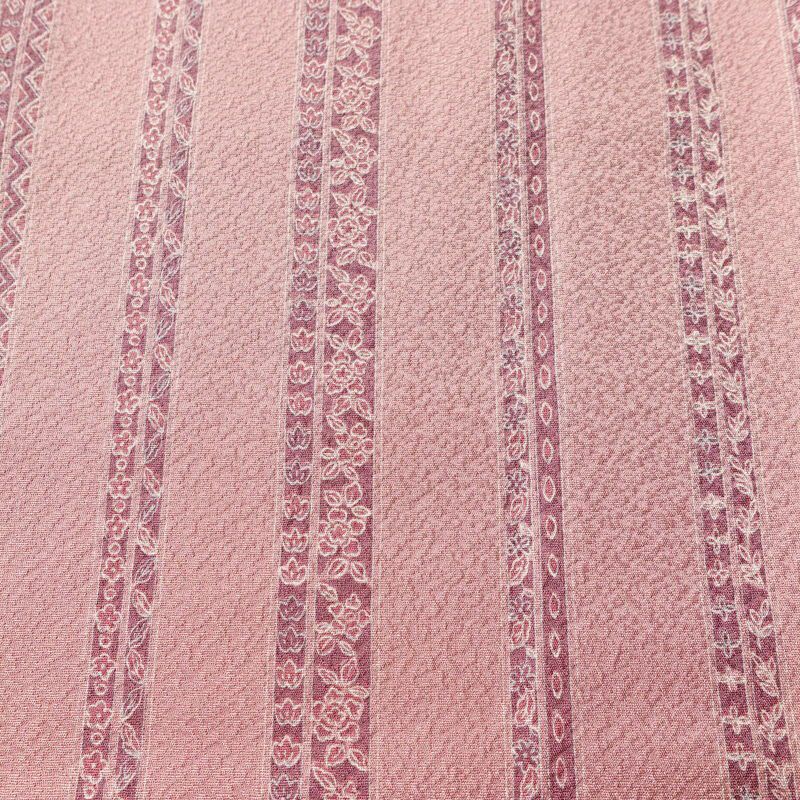 小紋 美品 縮緬 しつけ糸付き 正絹 縞柄・線柄 袷仕立て 身丈165cm 裄丈66.5cm ピンク_画像6