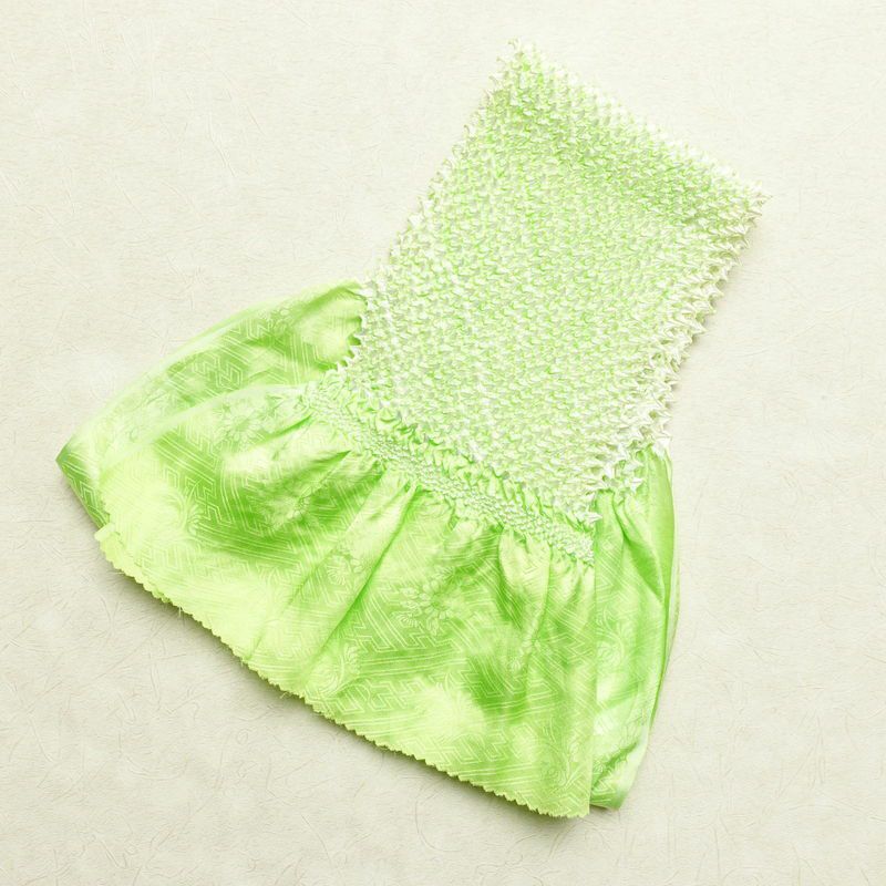 帯揚げ 良品 絞り 正絹 古典柄 緑・うぐいす色_画像1