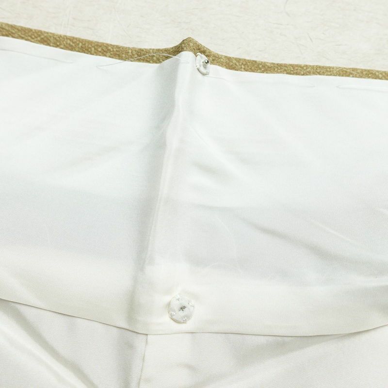 小紋 良品 縮緬 しつけ糸付き 総柄 正絹 木の葉・植物柄 袷仕立て 身丈157.5cm 裄丈65.5cm 緑・うぐいす色_画像18