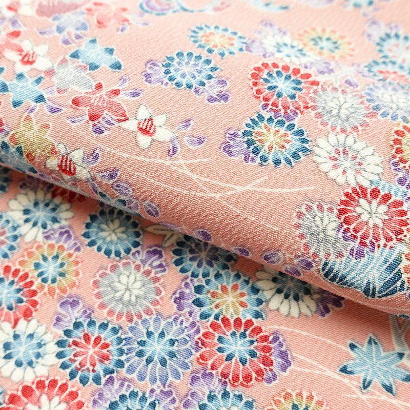 小紋 良品 縮緬 総柄 正絹 古典柄 袷仕立て 身丈157.5cm 裄丈66cm ピンク_画像20