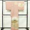 付け下げ 良品 一つ紋付き 正絹 風景柄 袷仕立て 身丈164.5cm 裄丈67.5cm 箔 一部しつけ糸付き 金彩 ピンク_画像2