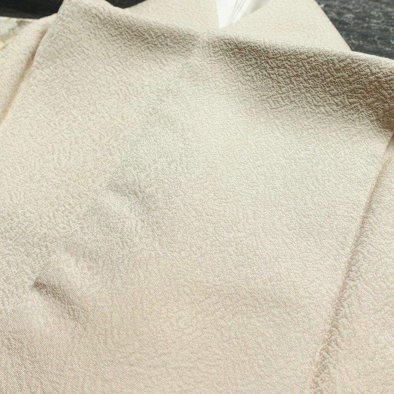 付け下げ 縮緬 正絹 木の葉・植物柄 袷仕立て 身丈159cm 裄丈64.5cm 金彩 ベージュ_画像15