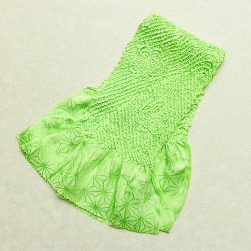 帯揚げ 美品 絞り 正絹 古典柄 緑・うぐいす色_画像1