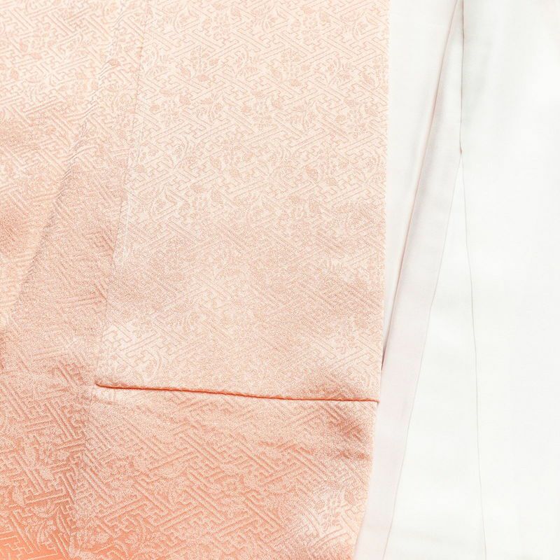 訪問着 良品 しつけ糸付き 絞り 正絹 古典柄 袷仕立て 身丈160.5cm 裄丈66.5cm 箔 綸子 刺繍 ピンク_画像18