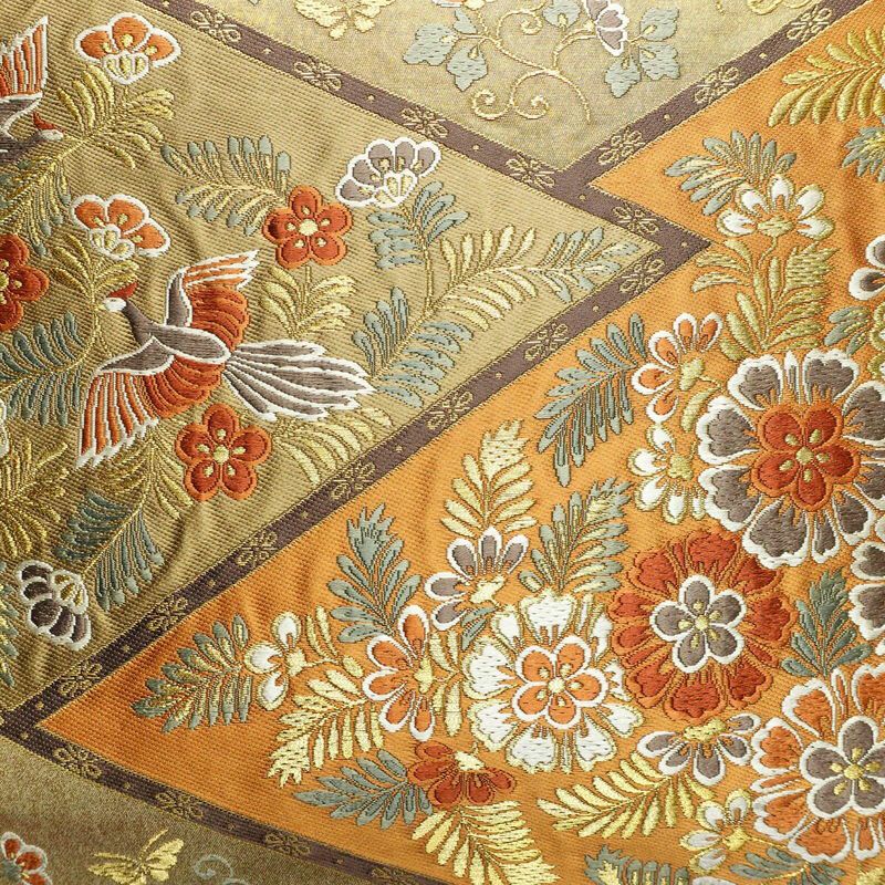 袋帯 六通柄 フォーマル用 正絹 木の葉・植物柄 箔 多色使い_画像2