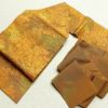 名古屋帯 ふくれ織 六通柄 良品 正絹 木の葉・植物柄 名古屋仕立て 黄・黄土色_画像17
