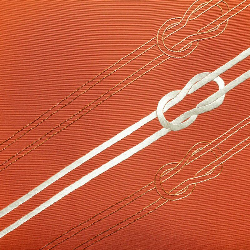 名古屋帯 太鼓柄 美品 金駒刺繍 正絹 古典柄 名古屋仕立て 刺繍 橙_画像2