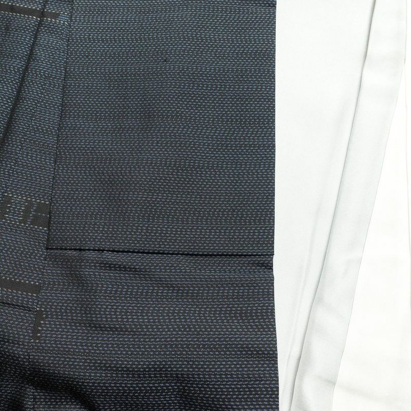 大島紬 証紙なし しつけ糸付き 正絹 幾何学柄・抽象柄 袷仕立て 身丈160cm 裄丈66.5cm 青・紺_画像17