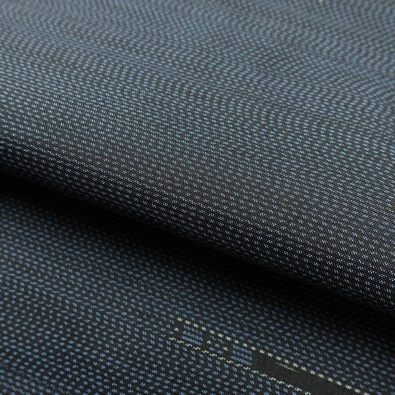 大島紬 証紙なし しつけ糸付き 正絹 幾何学柄・抽象柄 袷仕立て 身丈160cm 裄丈66.5cm 青・紺_画像20