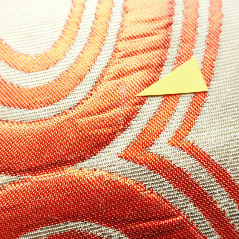 名古屋帯 太鼓柄 正絹 古典柄 名古屋仕立て 箔 クリーム_画像4