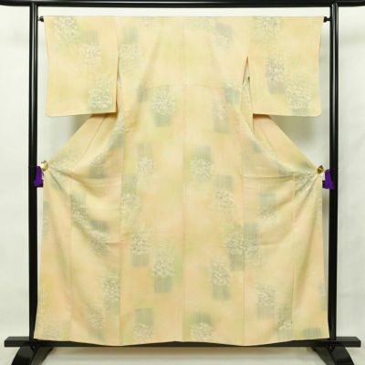 小紋 正絹 幾何学柄・抽象柄 袷仕立て 身丈158cm 裄丈65.5cm 橙