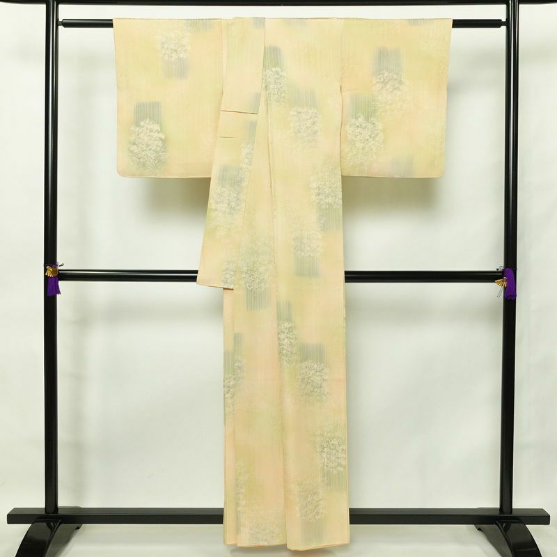 小紋 正絹 幾何学柄・抽象柄 袷仕立て 身丈158cm 裄丈65.5cm 橙_画像2