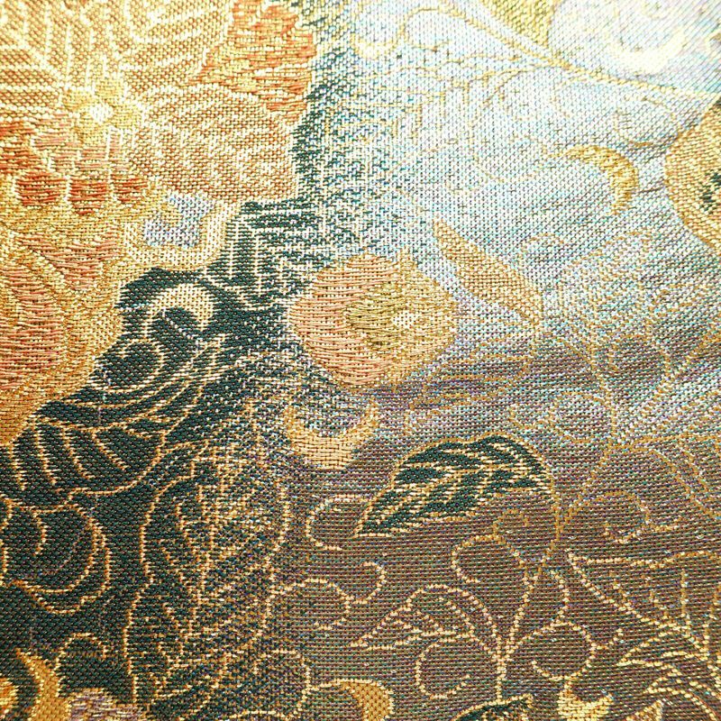 袋帯 六通柄 良品 フォーマル用 正絹 木の葉・植物柄 金・銀_画像5