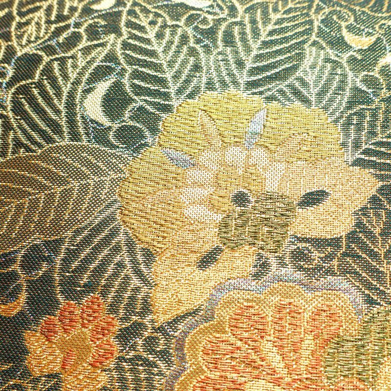 袋帯 六通柄 良品 フォーマル用 正絹 木の葉・植物柄 金・銀_画像6