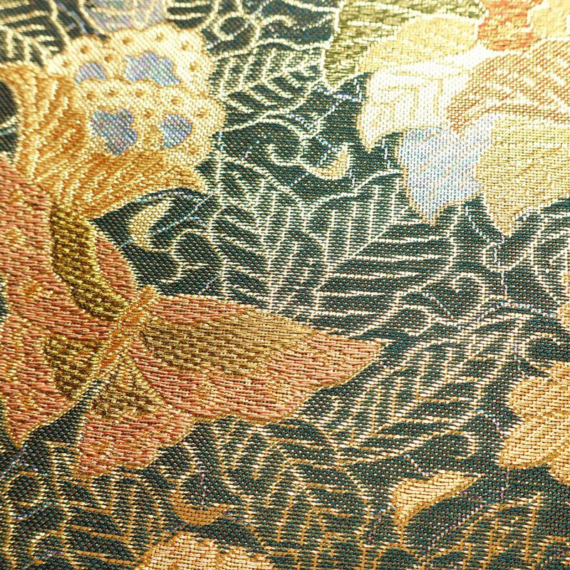 袋帯 六通柄 良品 フォーマル用 正絹 木の葉・植物柄 金・銀_画像7