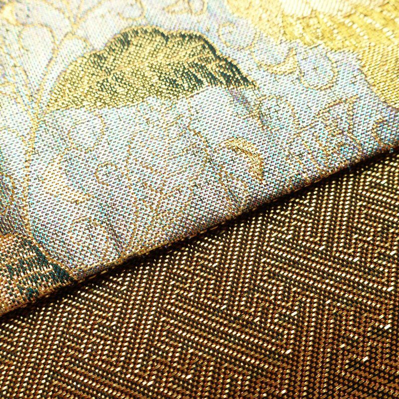 袋帯 六通柄 良品 フォーマル用 正絹 木の葉・植物柄 金・銀_画像13