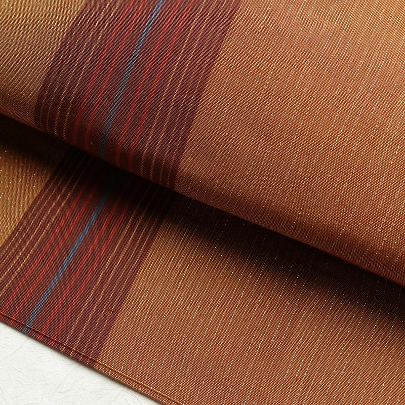 袋帯 全通柄 正絹 縞柄・線柄 金通し 黄・黄土色_画像7