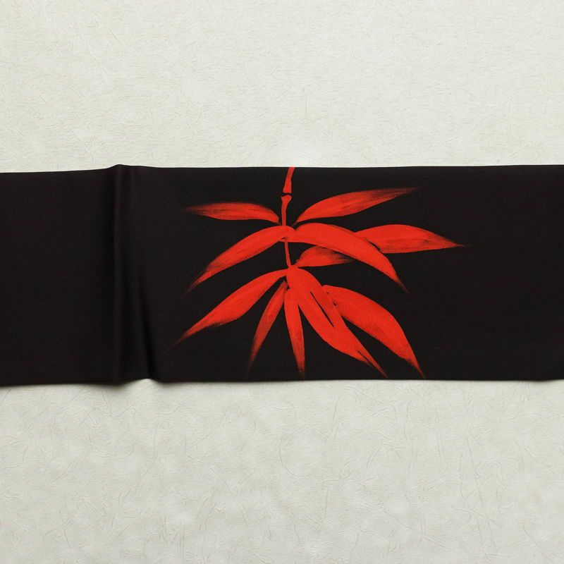 名古屋帯 太鼓柄 良品 正絹 木の葉・植物柄 名古屋仕立て 茶_画像11