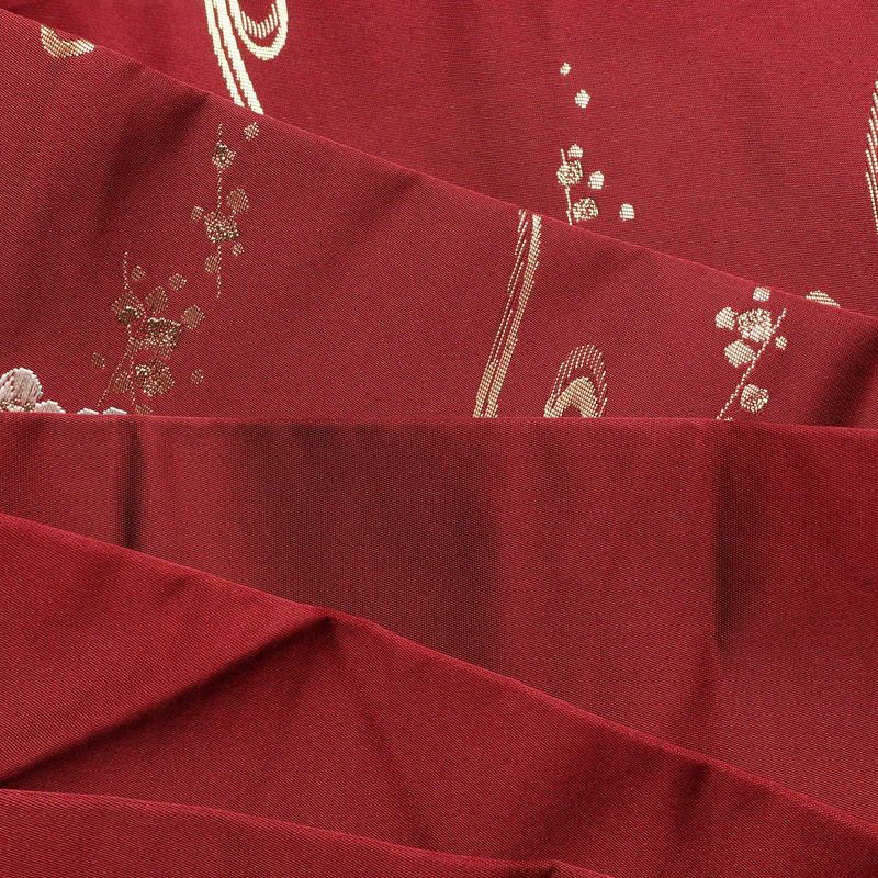 名古屋帯 六通柄 正絹 花柄 名古屋仕立て 刺繍 小豆・エンジ_画像19