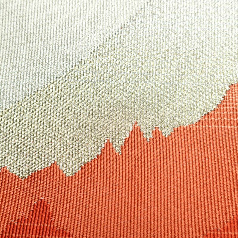 名古屋帯 太鼓柄 正絹 風景柄 名古屋仕立て 白_画像5