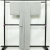 小紋 良品 縮緬 ポリエステル 木の葉・植物柄 袷仕立て 身丈159cm 裄丈65cm グレー_画像2