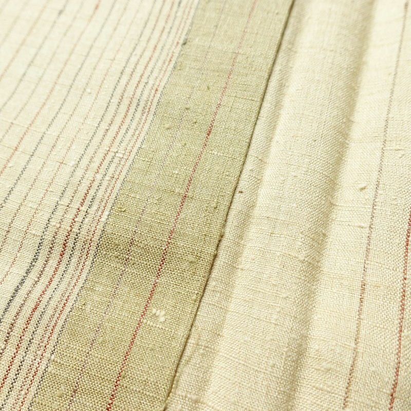 紬 しつけ糸付き 正絹 縞柄・線柄 袷仕立て 身丈161cm 裄丈68.5cm ベージュ_画像7