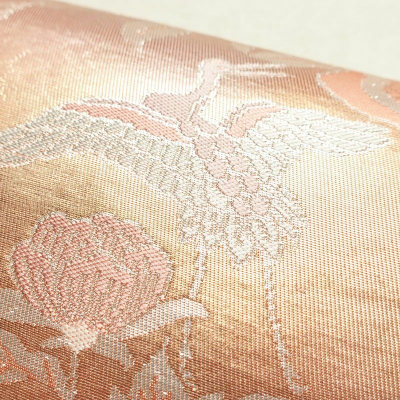 名古屋帯 六通柄 正絹 古典柄 名古屋仕立て 箔 ピンク_画像5