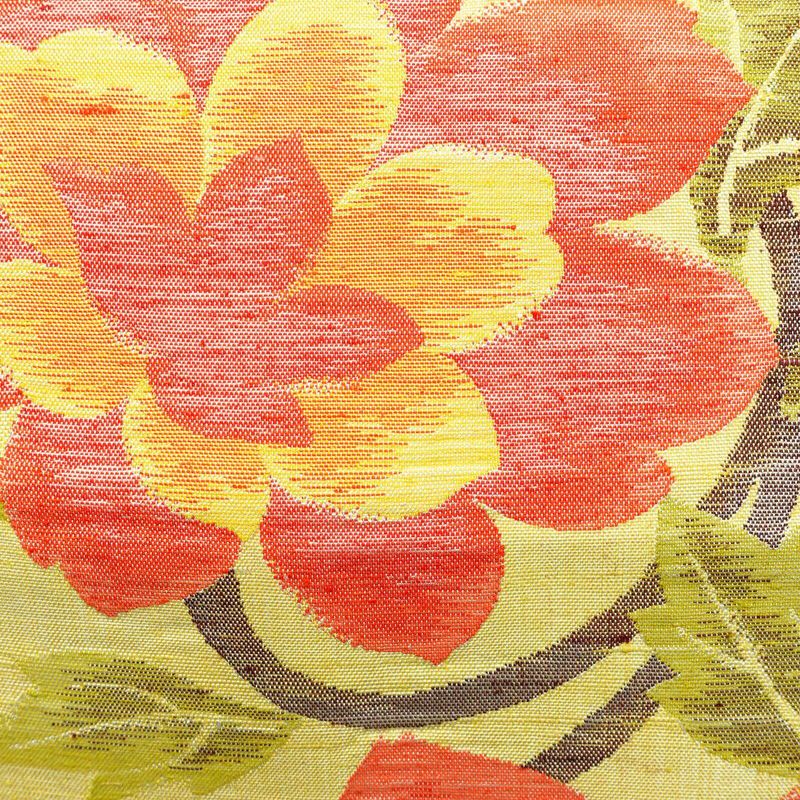 名古屋帯 紬地 六通柄 良品 正絹 花柄 名古屋仕立て 黄・黄土色_画像2