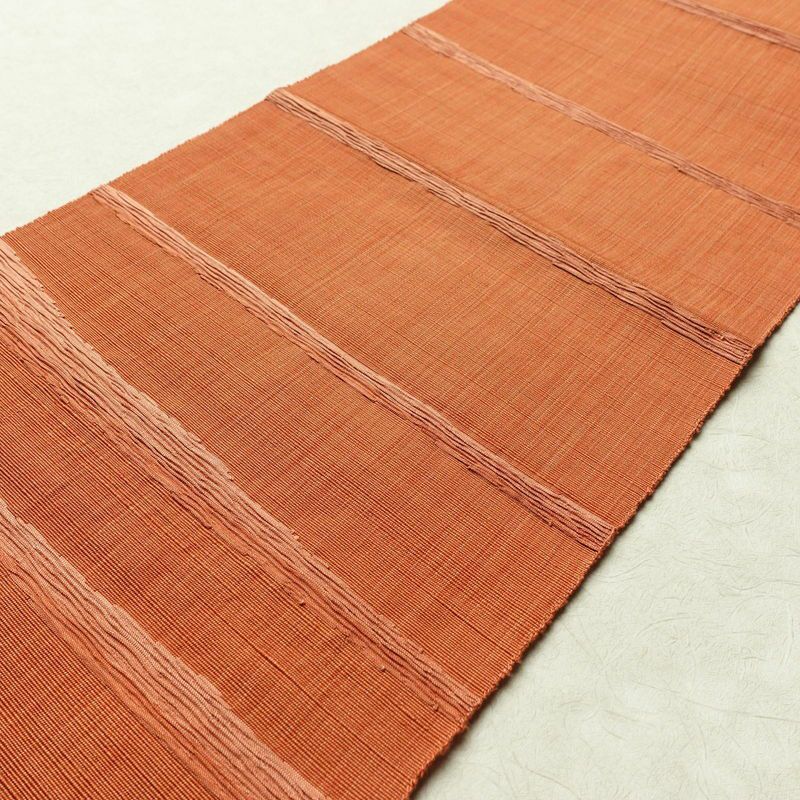 名古屋帯 六通柄 良品 正絹 縞柄・線柄 松葉仕立て 橙_画像11