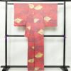 小紋 正絹 木の葉・植物柄 袷仕立て 身丈158cm 裄丈64.5cm 金彩 紅葉 赤・朱_画像2