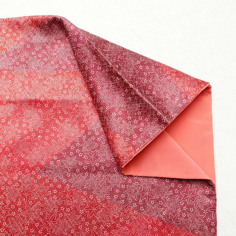 小紋 正絹 木の葉・植物柄 袷仕立て 身丈158cm 裄丈64.5cm 金彩 紅葉 赤・朱_画像11