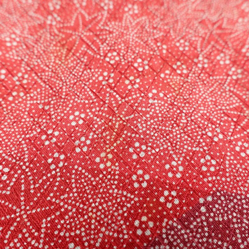 小紋 正絹 木の葉・植物柄 袷仕立て 身丈158cm 裄丈64.5cm 金彩 紅葉 赤・朱_画像17