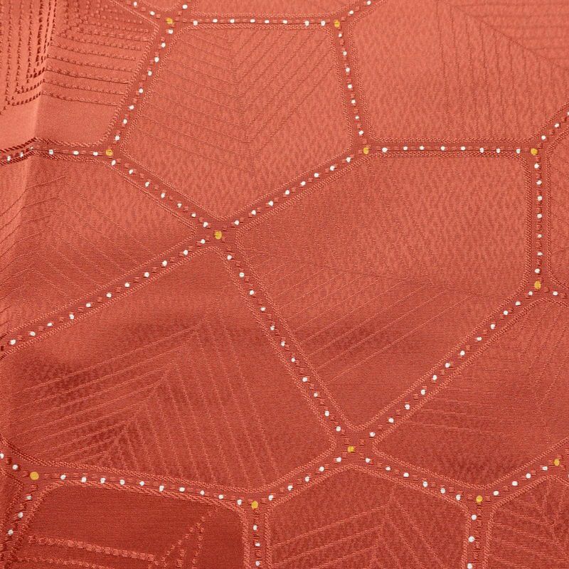 道行コート 美品 しつけ糸付き 正絹 幾何学柄・抽象柄 袷仕立て 身丈86cm 裄丈66cm 赤・朱_画像5