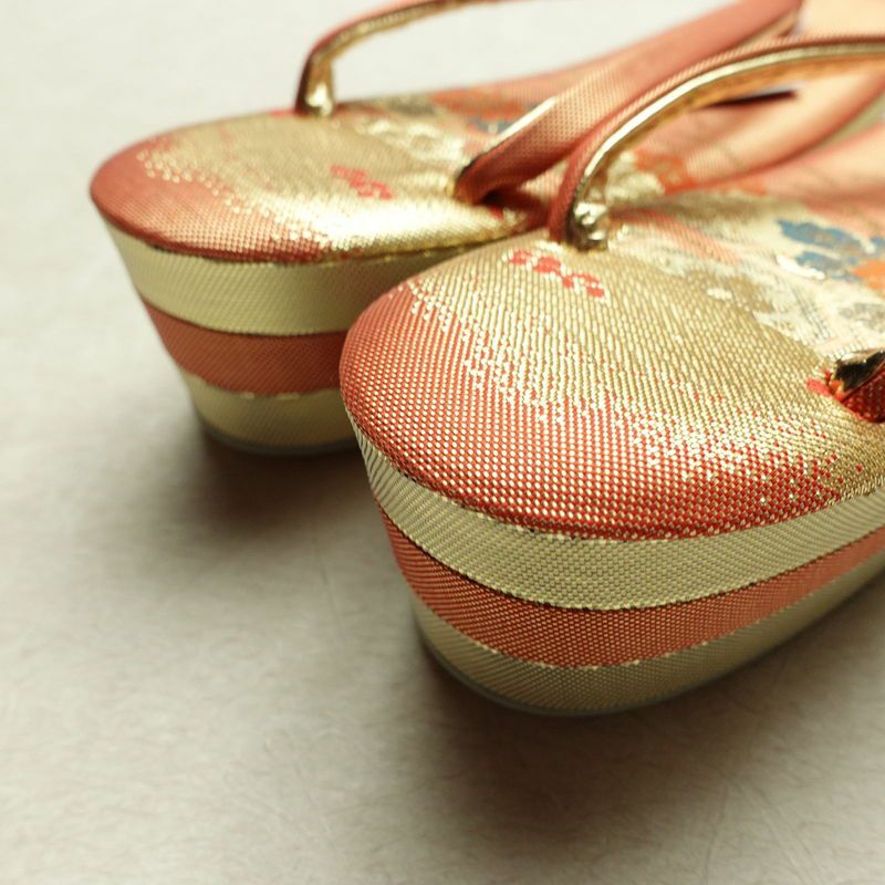草履バッグセット 抱え 手提げ 2way セット品 フォーマル用 古典柄 橙_画像12