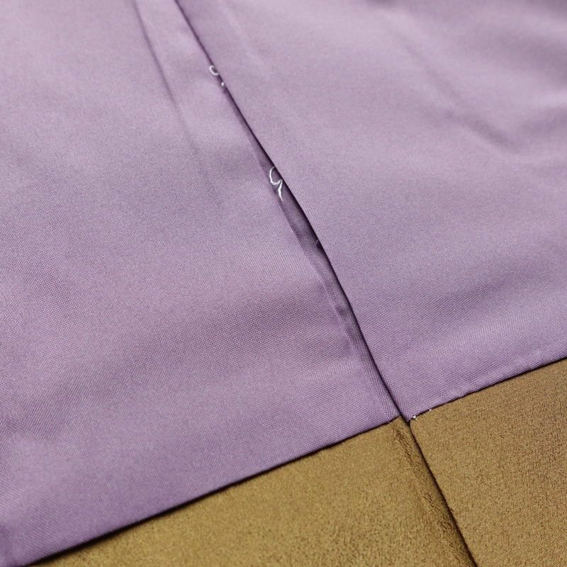 小紋 縮緬 しつけ糸付き ポリエステル 花柄 袷仕立て 身丈162cm 裄丈67cm 茶_画像20